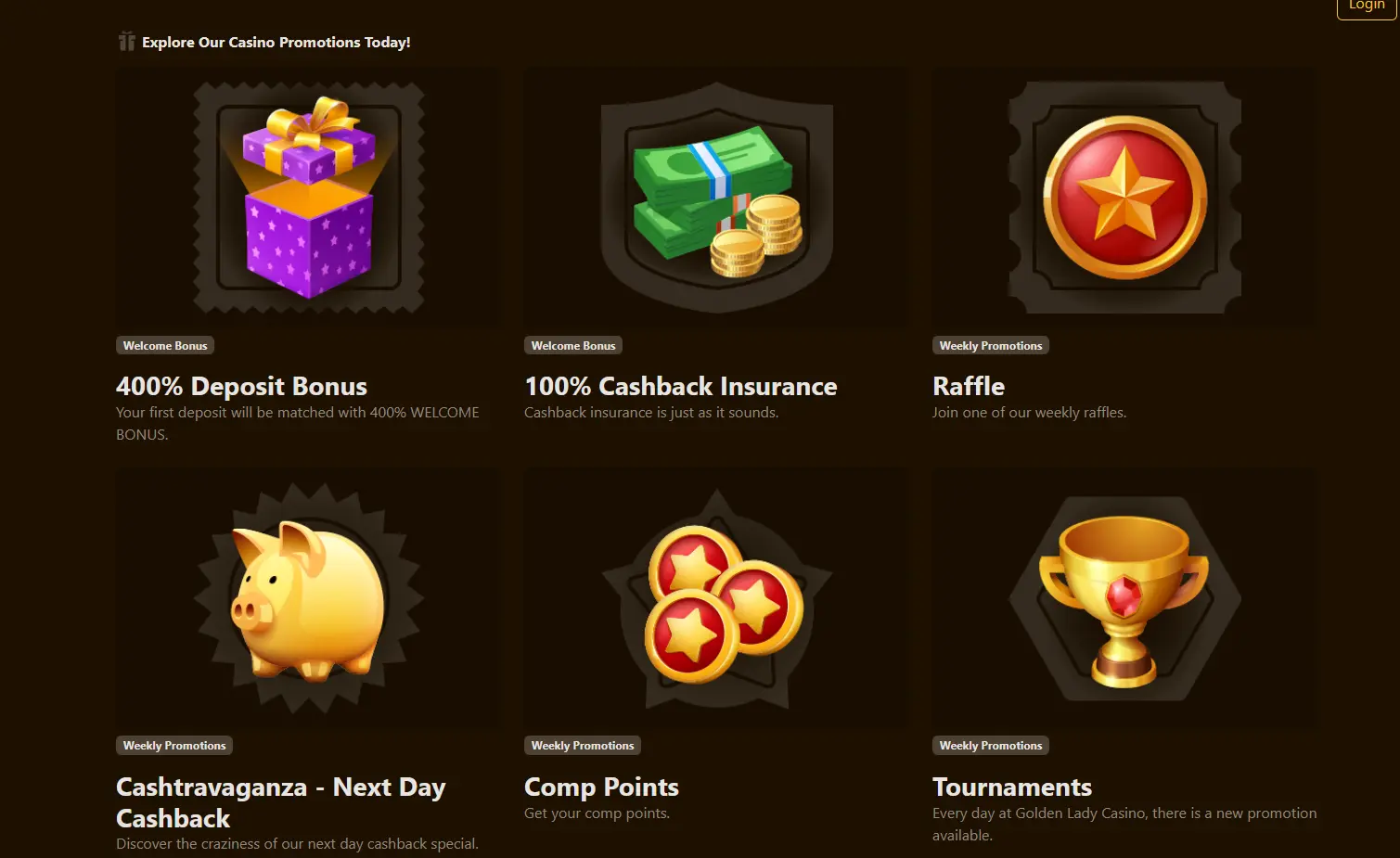 Free chip a uvítací bonus v Golden Lady Casino
